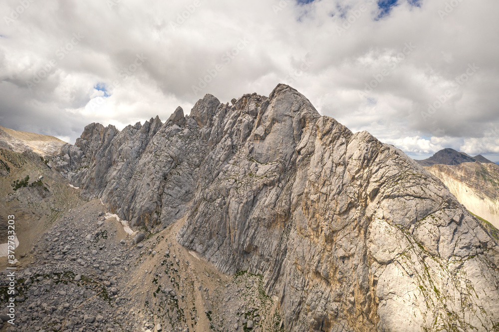 aerial view of the summit of corno piccolo in the mountain area of gran sasso italy abruzzo