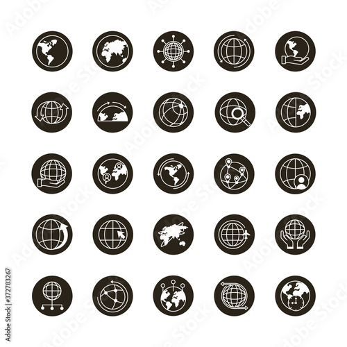 bundle of twenty five world planet set icons