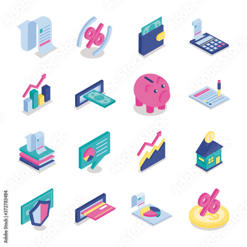 bundle of sixteen taxes set collection icons