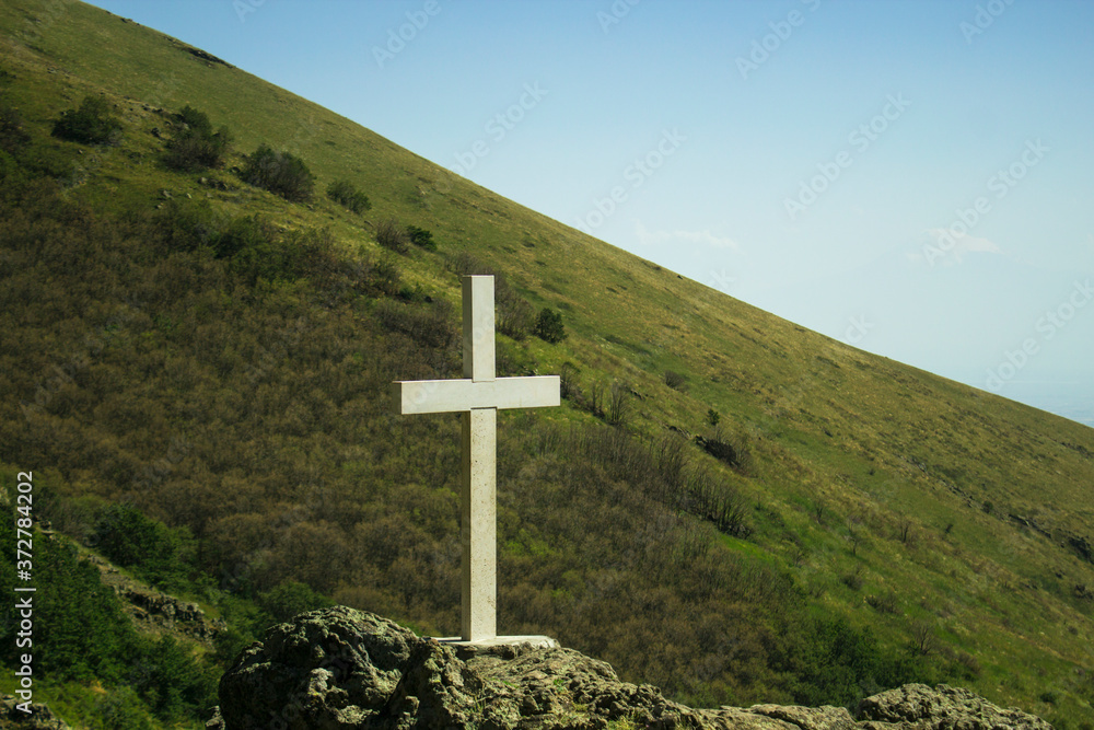 White cross on the hill