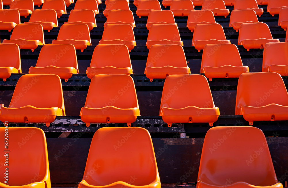 Fototapeta premium Empty orange seats, grandstand, Rio