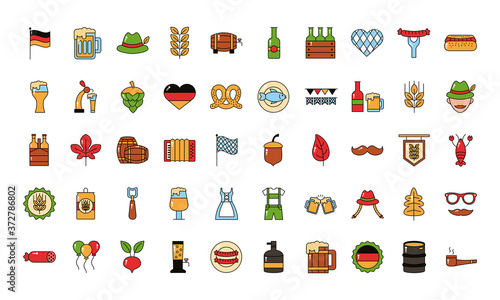bundle of oktoberfest set fifty icons