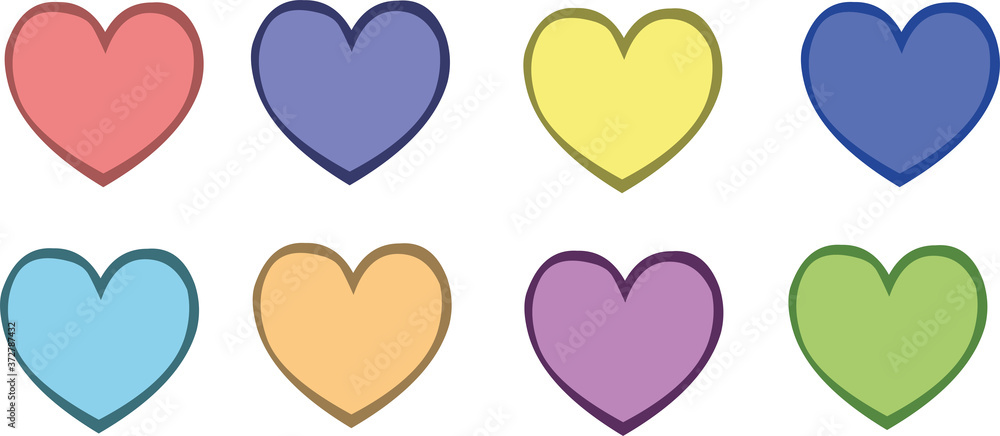 Vector illustration of heart of different colors