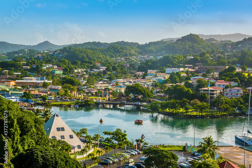 A view over an inner waterway in Castries, St Lucia in the morning photo