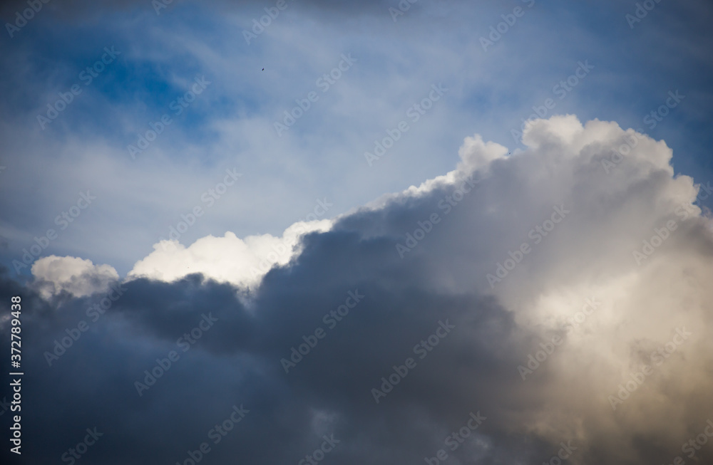 Fluffy clouds cover the summer blue sky Fluffy clouds cover the summer blue sky