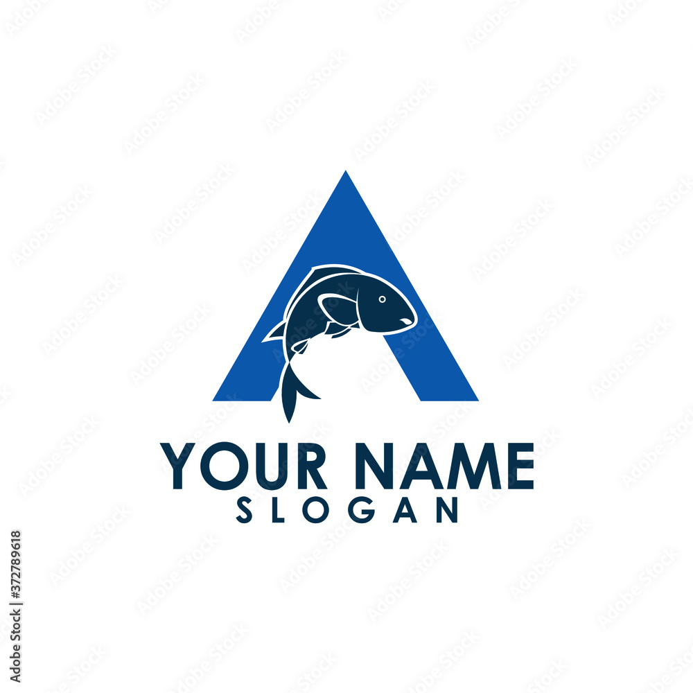 Fototapeta premium initials A and fish logo art vector
