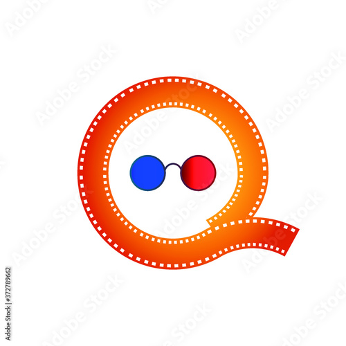 
3d cinema icon with glasses and videotape