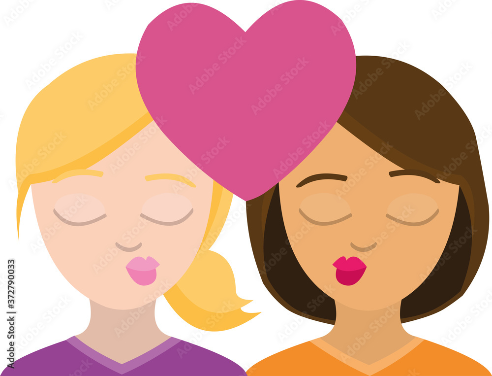 Vector illustration of emoticon concept of two women in love Vector illustration of emoticon concept of two women in love
