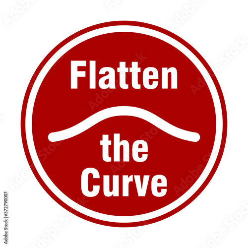 Flatten the Curve Round Traffic Sign Style Icon. Vector Image. photo