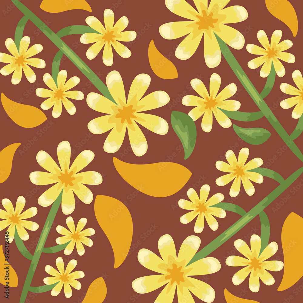 Flowers color yellow pattern detailed style