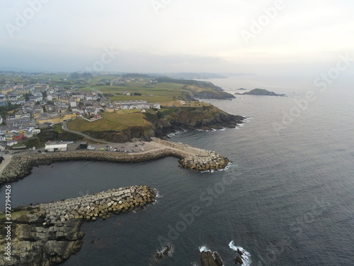 Puerto de Vega, coastal village of Asturias.Spain. Aerial Drone Photo