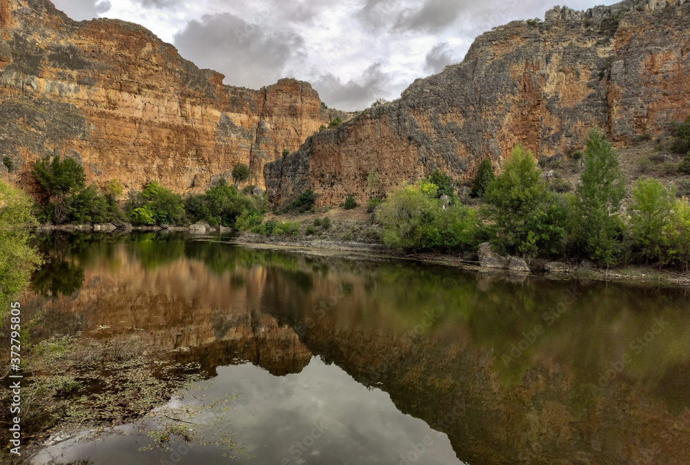 Sickles and canyons that form the Duraton river in Segovia, Spain