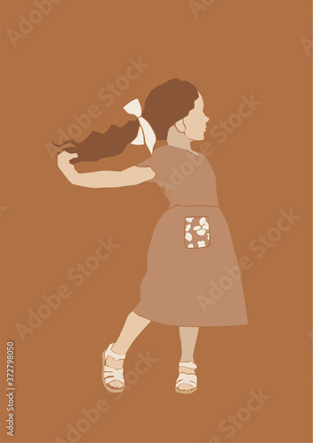 Little cute kid in fashion clothes. Printable poster illustration.