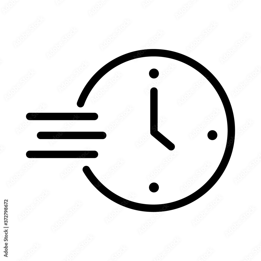 time clock with speed symbol line style icon time clock with speed symbol line style icon
