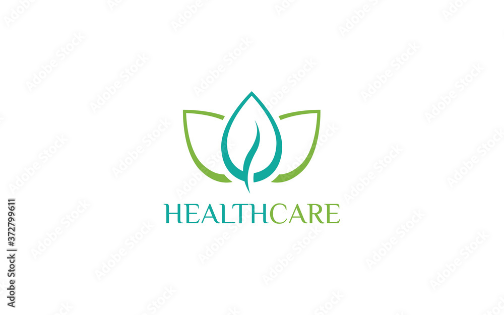 Wellness logo formed leaf in green color