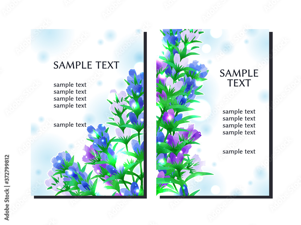Fototapeta premium リンドウの花のイラスト背景、秋の花、水彩風