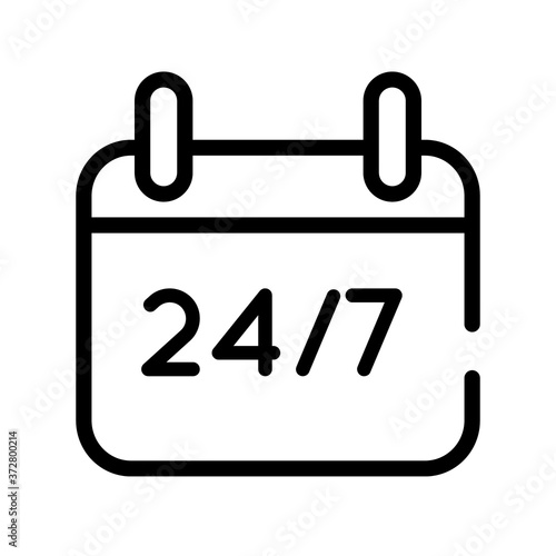 calendar reminder with 24 7 line style icon