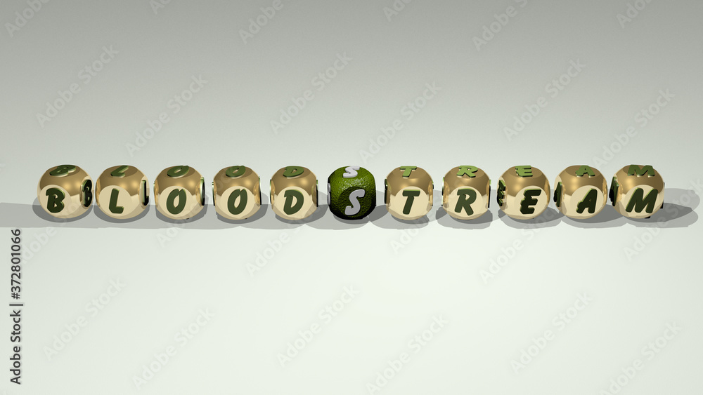 nutrition supplements: BLOODSTREAM text of cubic individual letters, 3D illustration for cell and biology nutrition supplements: BLOODSTREAM text of cubic individual letters, 3D illustration for cell and biology