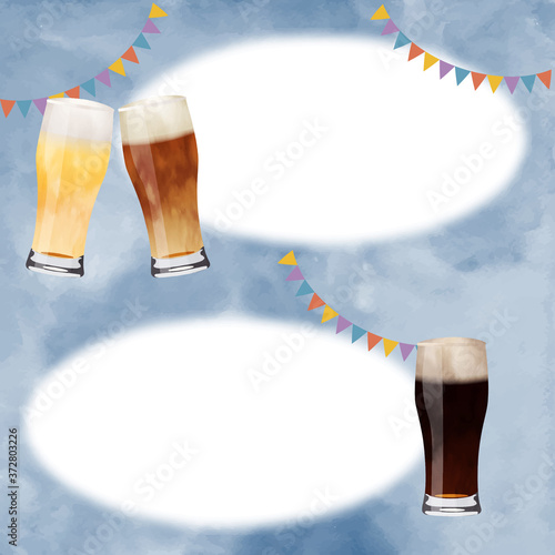 秋空と3種類のグラスビール