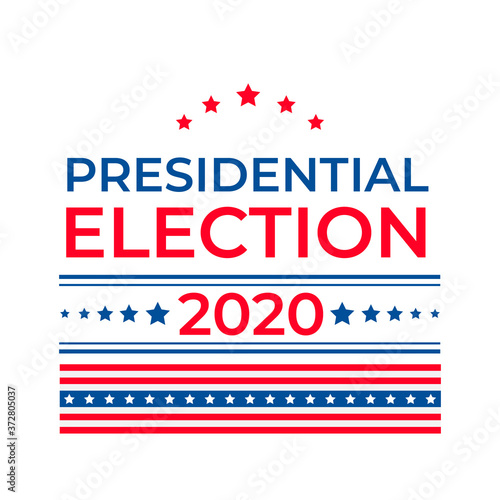 Presidential election 2020 United States of America. USA Patriotic typography poster with white red blue stars and stripes. Vector template for banner, sticker, flyer, etc