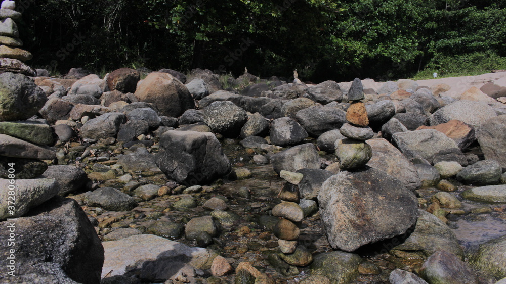 Landscape of stones and rocks ordered in different positions. Landscape of stones and rocks ordered in different positions.
