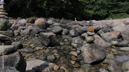 Landscape of stones and rocks ordered in different positions.