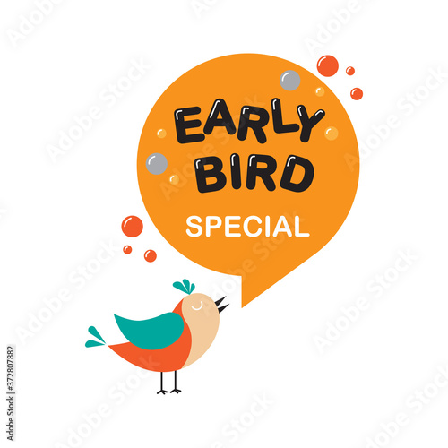 Early bird discount sign banner. vector illustration