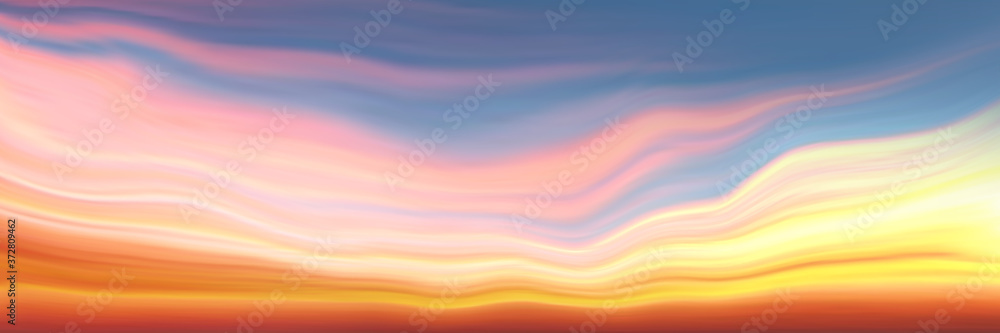 Panoramic view of the sunset sky, vector background, EPS10