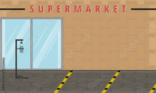 Demarcation of social distance in supermarket - Vector