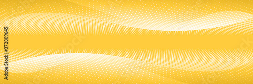 Vector background, wavy shapes, halftone dots. Banner, shades of yellow.