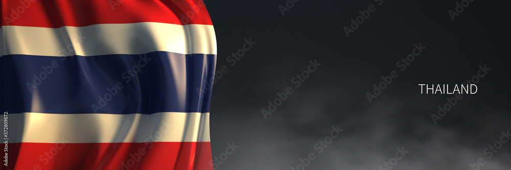Thailand Flag with Dark Background.3d Rendering of asian countries Flag. Thailand Flag with Dark Background.3d Rendering of asian countries Flag.
