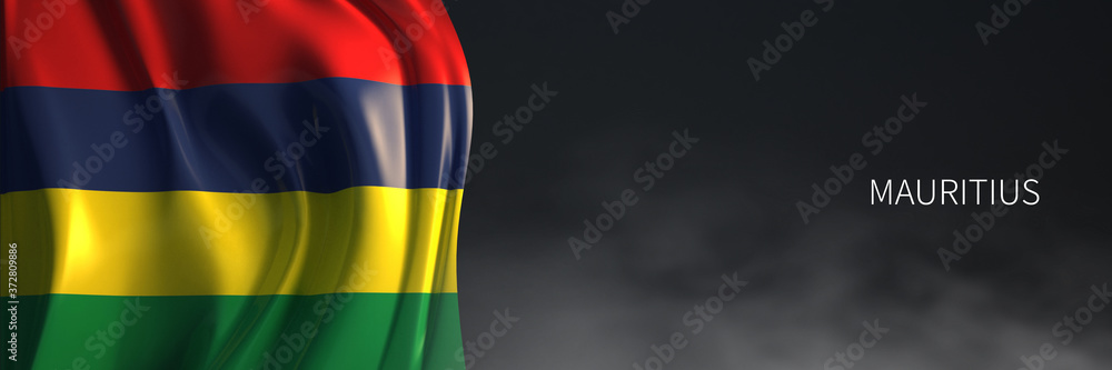 Fototapeta premium Mauritius Flag with Dark Background.3d Rendering of African countries Flag.