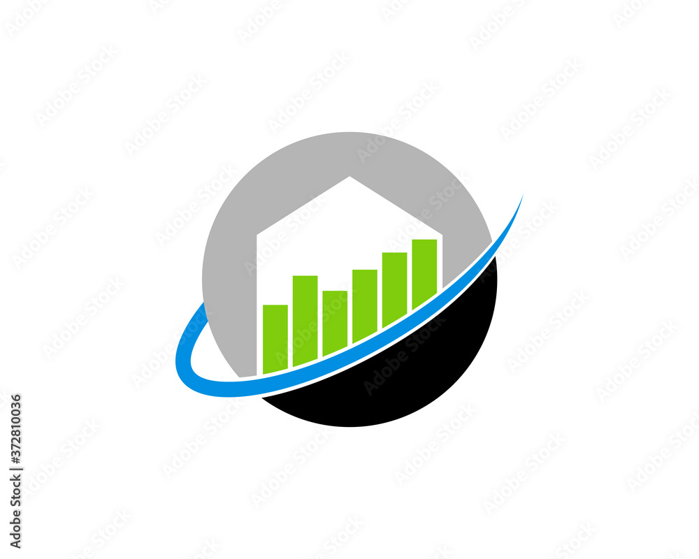 Finance office with chart growth up inside Finance office with chart growth up inside