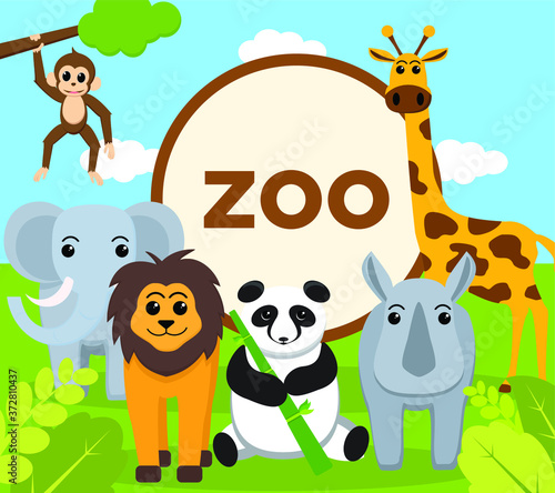 Flat design of Zoo and Wild Animals