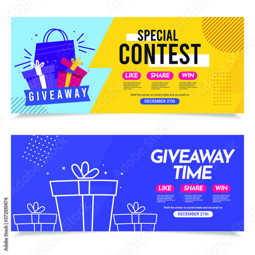 Giveaway social media contest vector template.