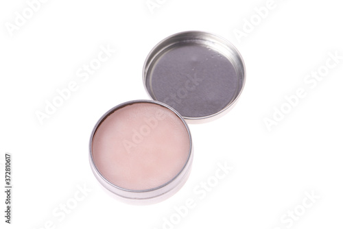 Pink color balm cream isolated on background