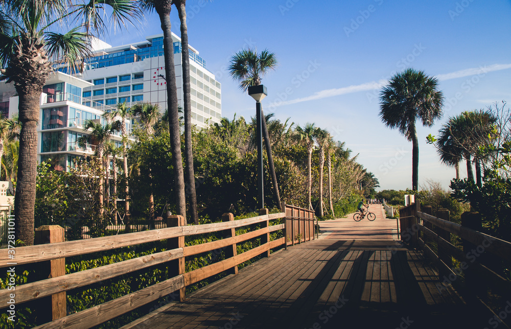 Boardwalk od Miami beach in South beach 