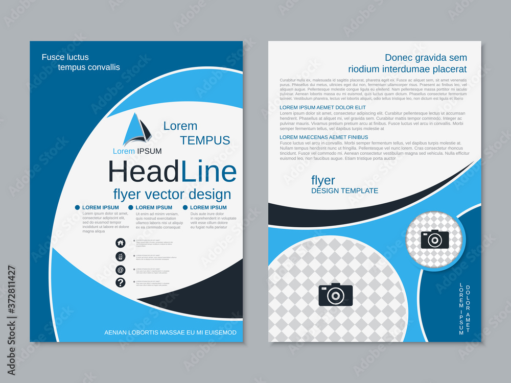 Modern business two-sided flyer, booklet, brochure cover vector design template. A4 format