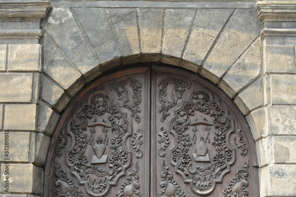 San Agustin church door at Intramuros in Manila, Philippines