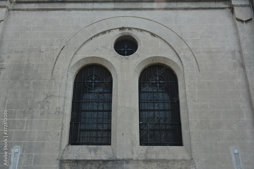 Manila Cathedral church window at Intramuros in Manila, Philippines Manila Cathedral church window at Intramuros in Manila, Philippines