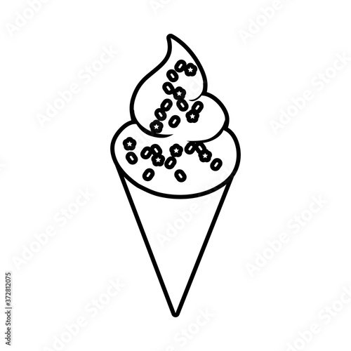 ice cream cone with strawberries line style icon