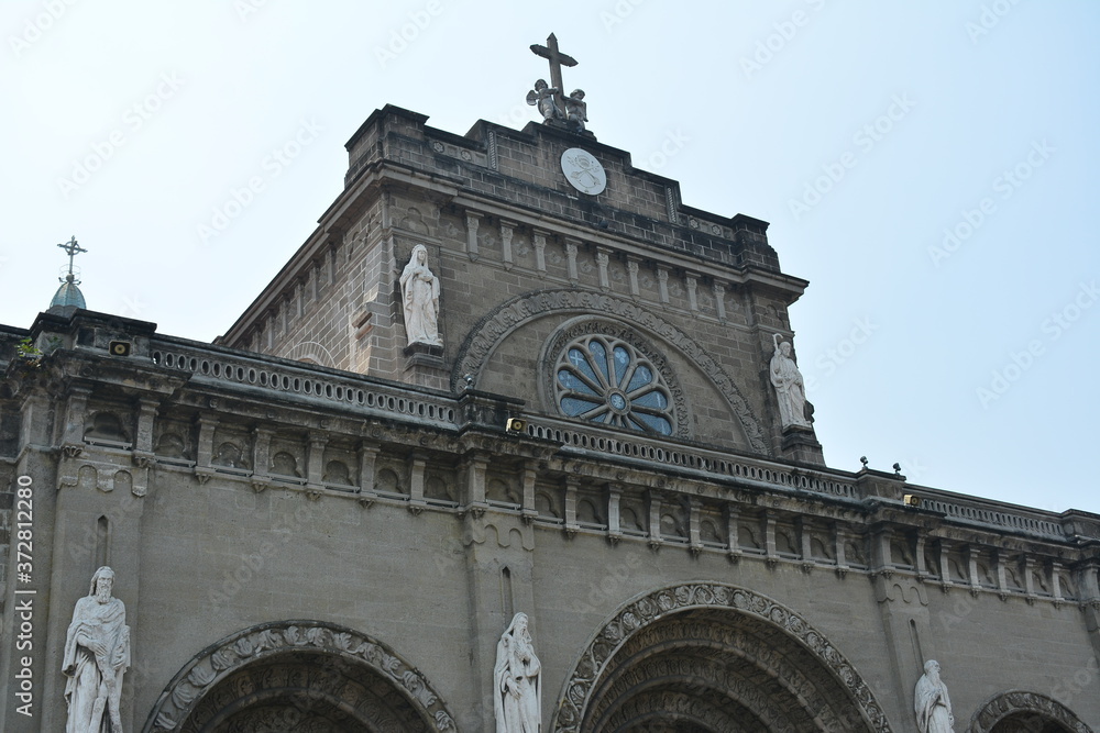 Manila Cathedral church facade at Intramuros in Manila, Philippines