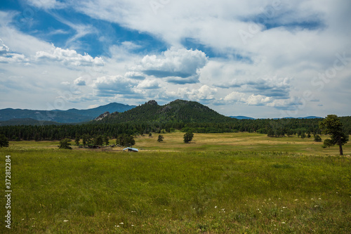 mountain landscape with green meadow, Colorado