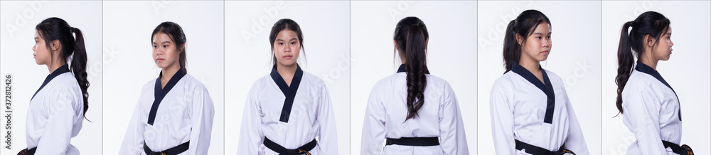 TaeKwonDo Karate national athlete kick punch on white background isolated TaeKwonDo Karate national athlete kick punch on white background isolated