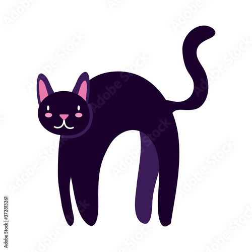 halloween cat black flat style icon
