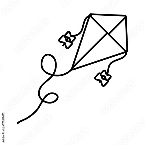 kite flying toy line style icon