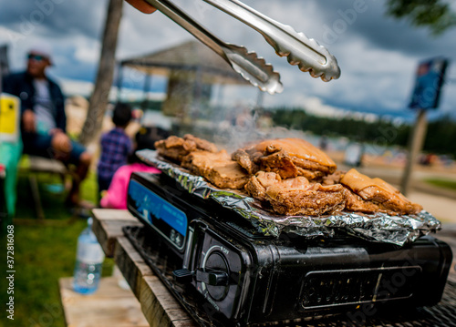 grilled chicken on the grill