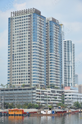 Neighboring buildings cityscape at Pasig river in Manila, Philippines © walterericsy
