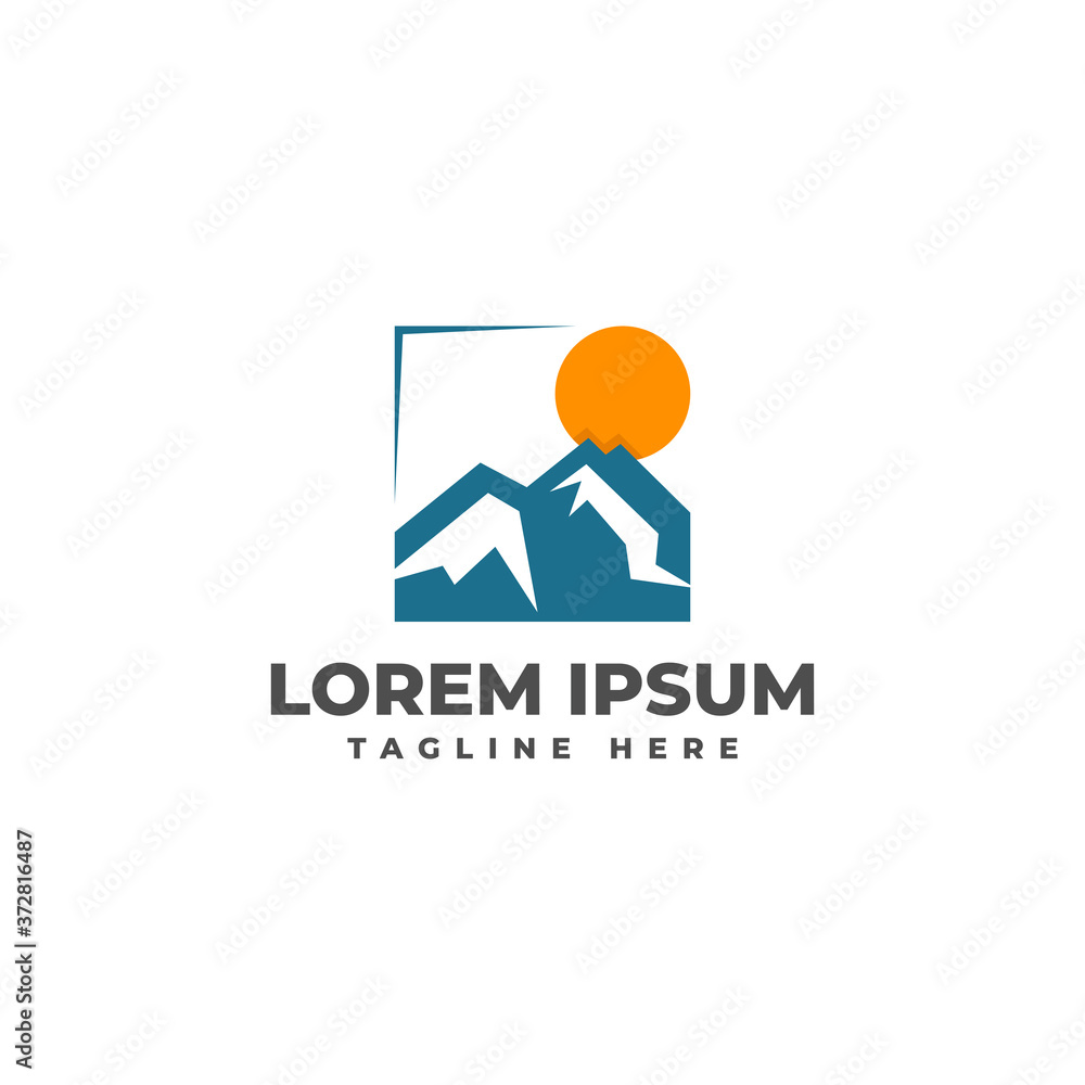 Mountain and Sunrise for Tourist Attraction Logo Design Mountain and Sunrise for Tourist Attraction Logo Design