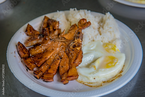 grilled porkchop with egg
